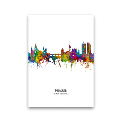 Prague Czech Republic Skyline Portrait Art Print by Michael Tompsett Print Only