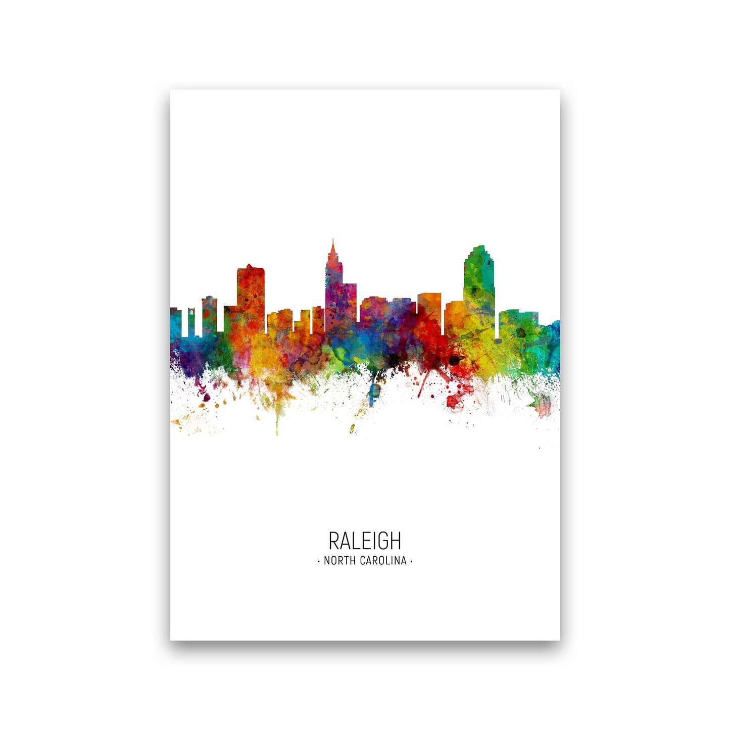 Raleigh North Carolina Skyline Portrait Art Print by Michael Tompsett Print Only