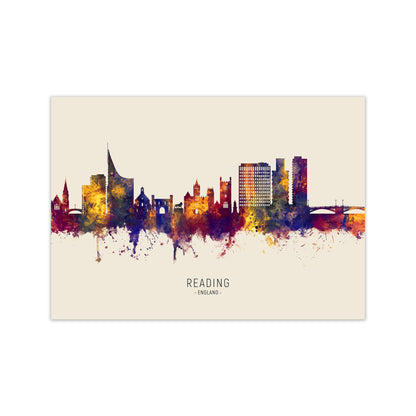 Reading England Skyline Autumn City Name Art Print by Michael Tompsett Print Only