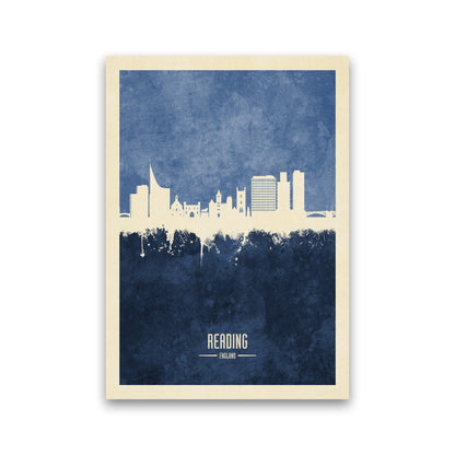 Reading England Skyline Portrait Navy Art Print by Michael Tompsett Print Only