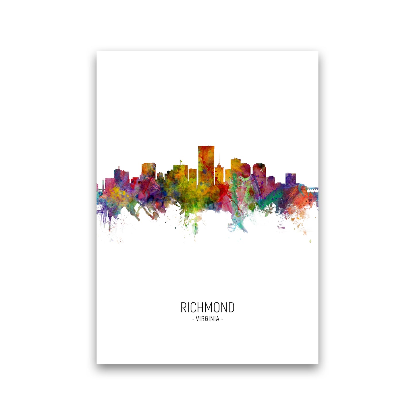 Richmond Virginia Skyline Portrait Art Print by Michael Tompsett Print Only