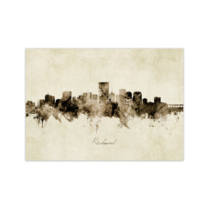 Richmond Virginia Skyline Vintage Art Print by Michael Tompsett Print Only