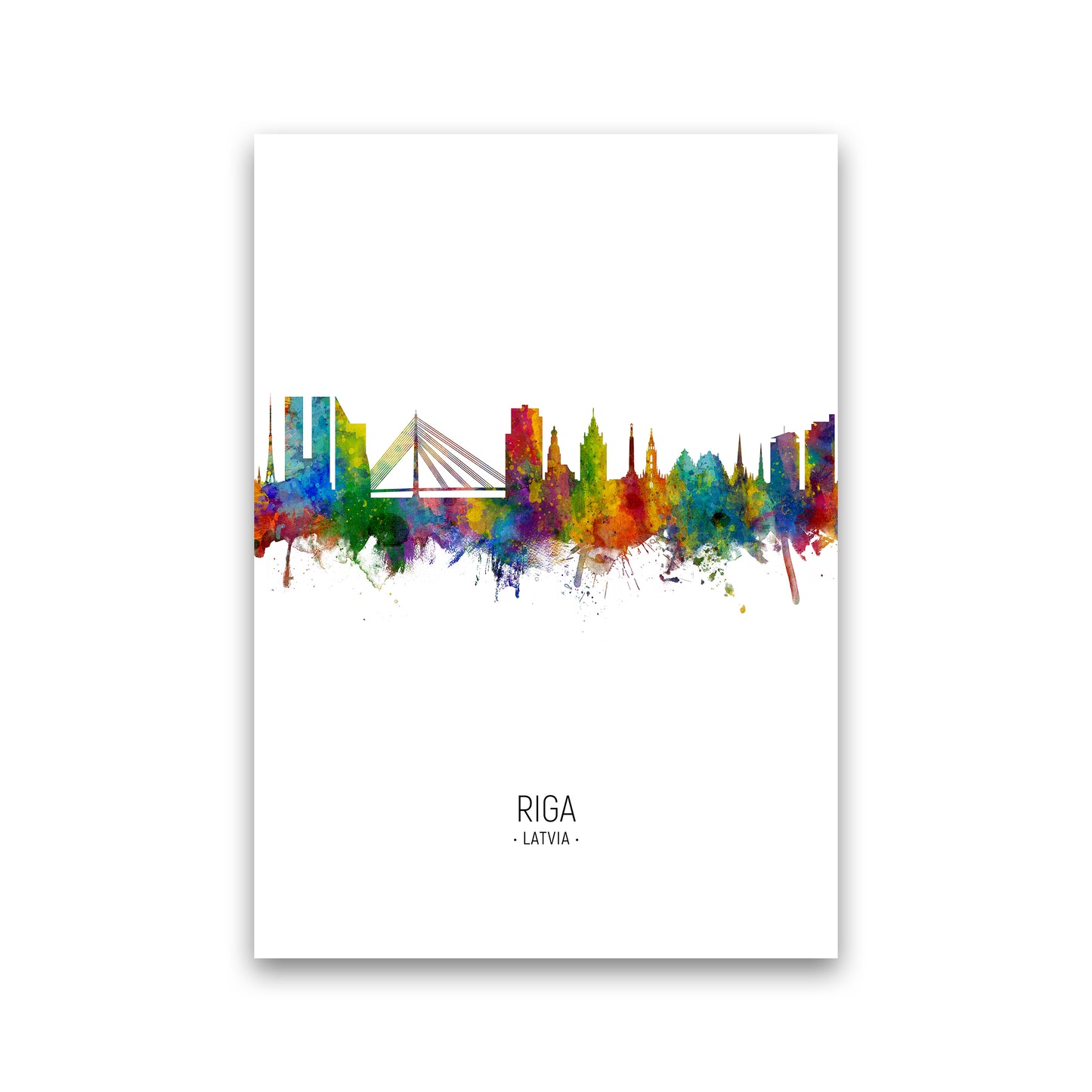 Riga Latvia Skyline Portrait Art Print by Michael Tompsett Print Only