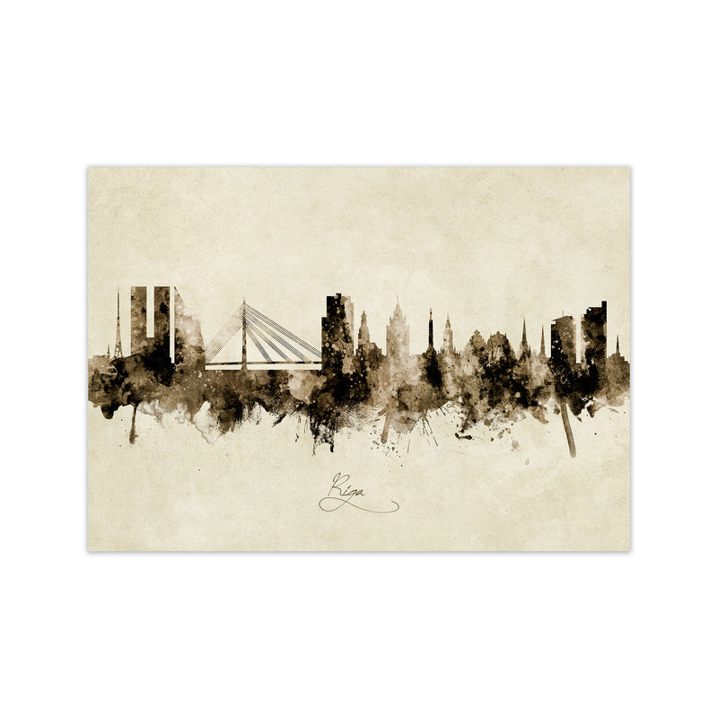 Riga Latvia Skyline Vintage Art Print by Michael Tompsett Print Only