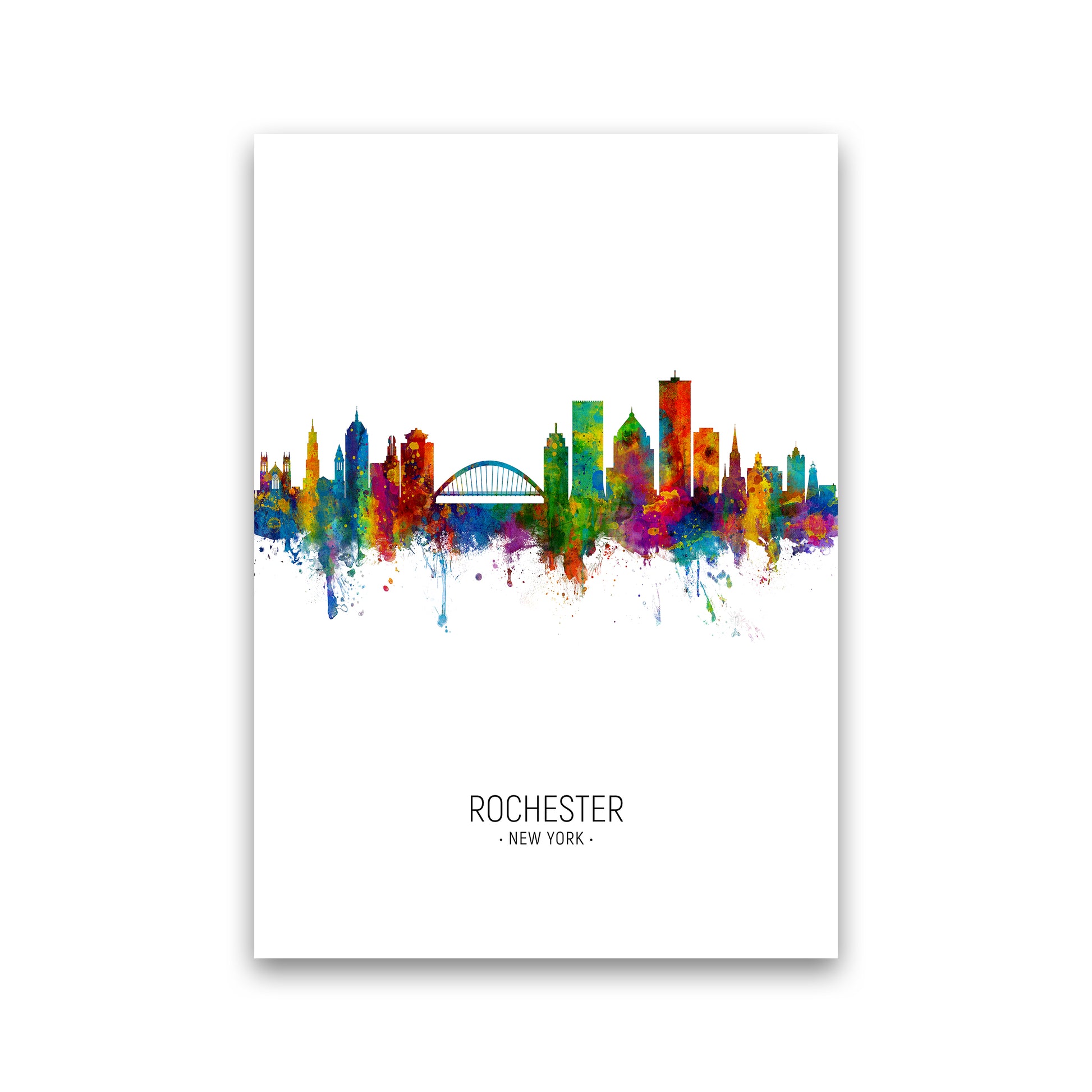 Rochester New York Skyline Portrait Art Print by Michael Tompsett Print Only
