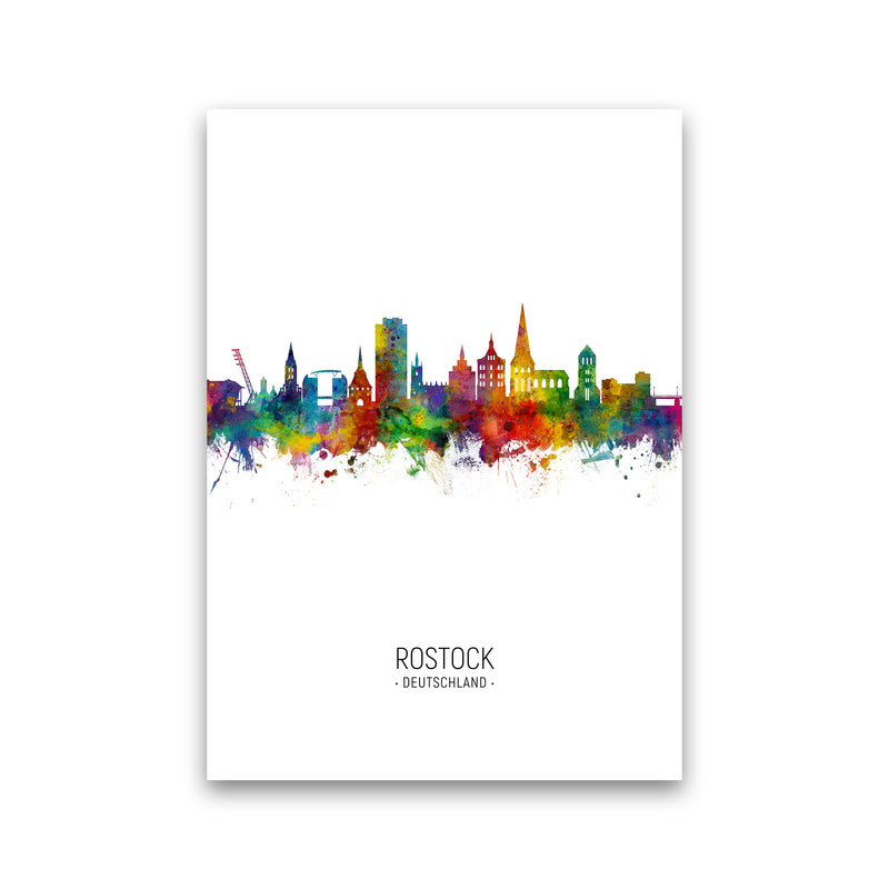 Rostock Germany Skyline Portrait Art Print by Michael Tompsett Print Only