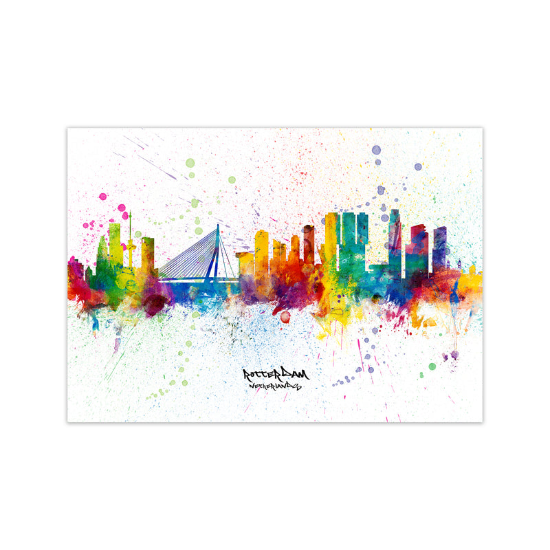 Rotterdam Netherlands Skyline Splash Art Print by Michael Tompsett Print Only