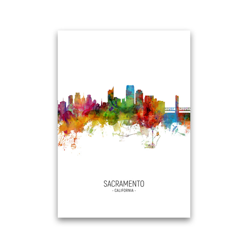 Sacramento California Skyline Portrait Art Print by Michael Tompsett Print Only
