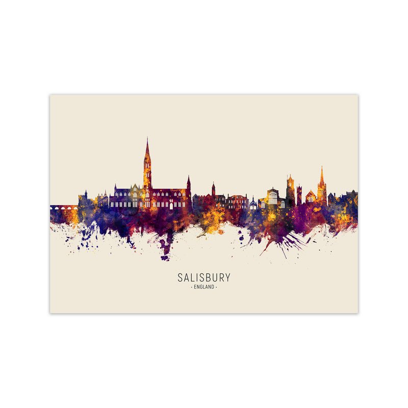 Salisbury England Skyline Autumn City Name Art Print by Michael Tompsett Print Only