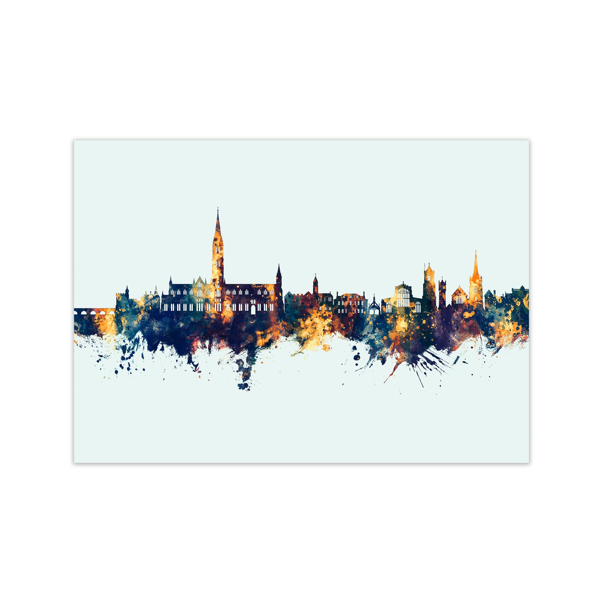 Salisbury England Skyline Blue Orange Art Print by Michael Tompsett Print Only