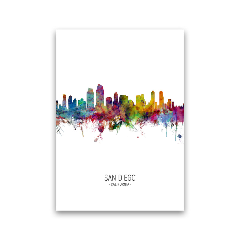 San Diego California Skyline Portrait Art Print by Michael Tompsett Print Only