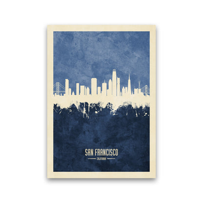 San Francisco California Skyline Portrait Navy Art Print by Michael Tompsett Print Only