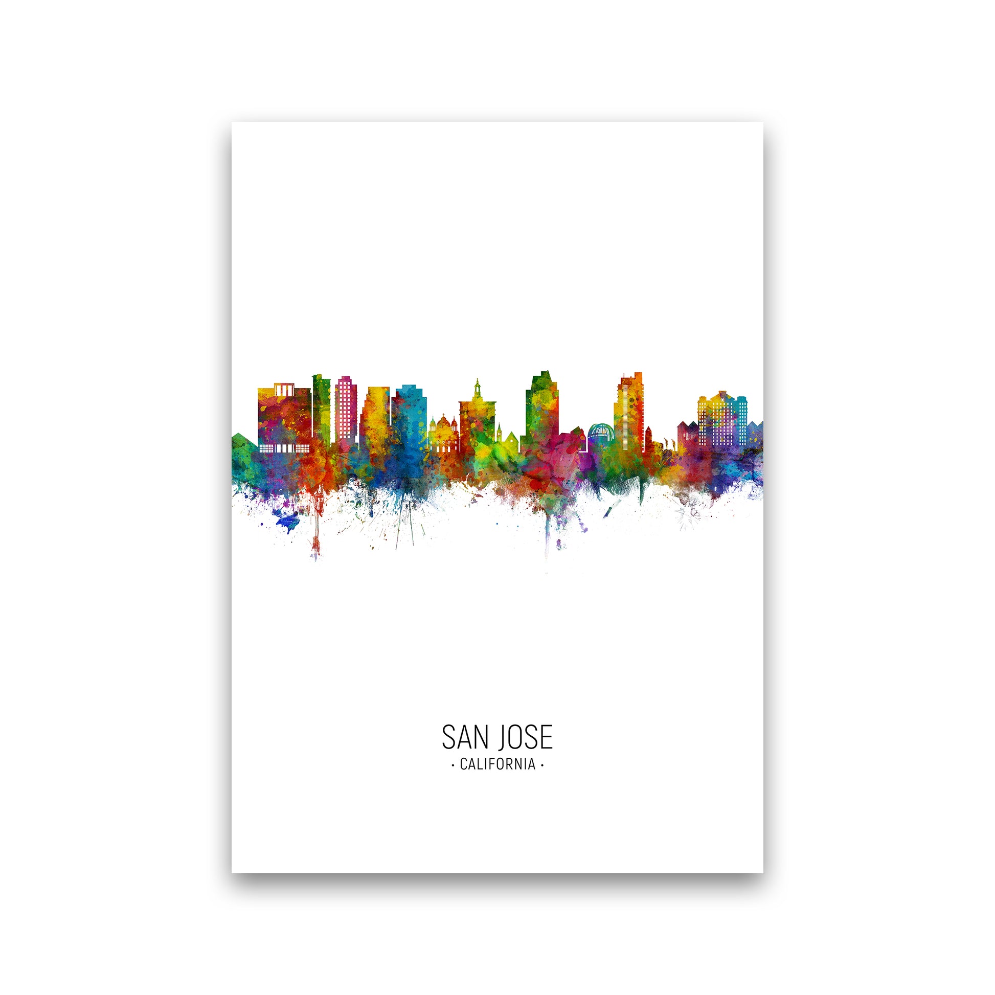 San Jose California Skyline Portrait Art Print by Michael Tompsett Print Only