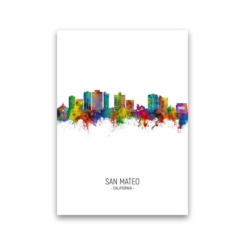 San Mateo California Skyline Portrait Art Print by Michael Tompsett Print Only