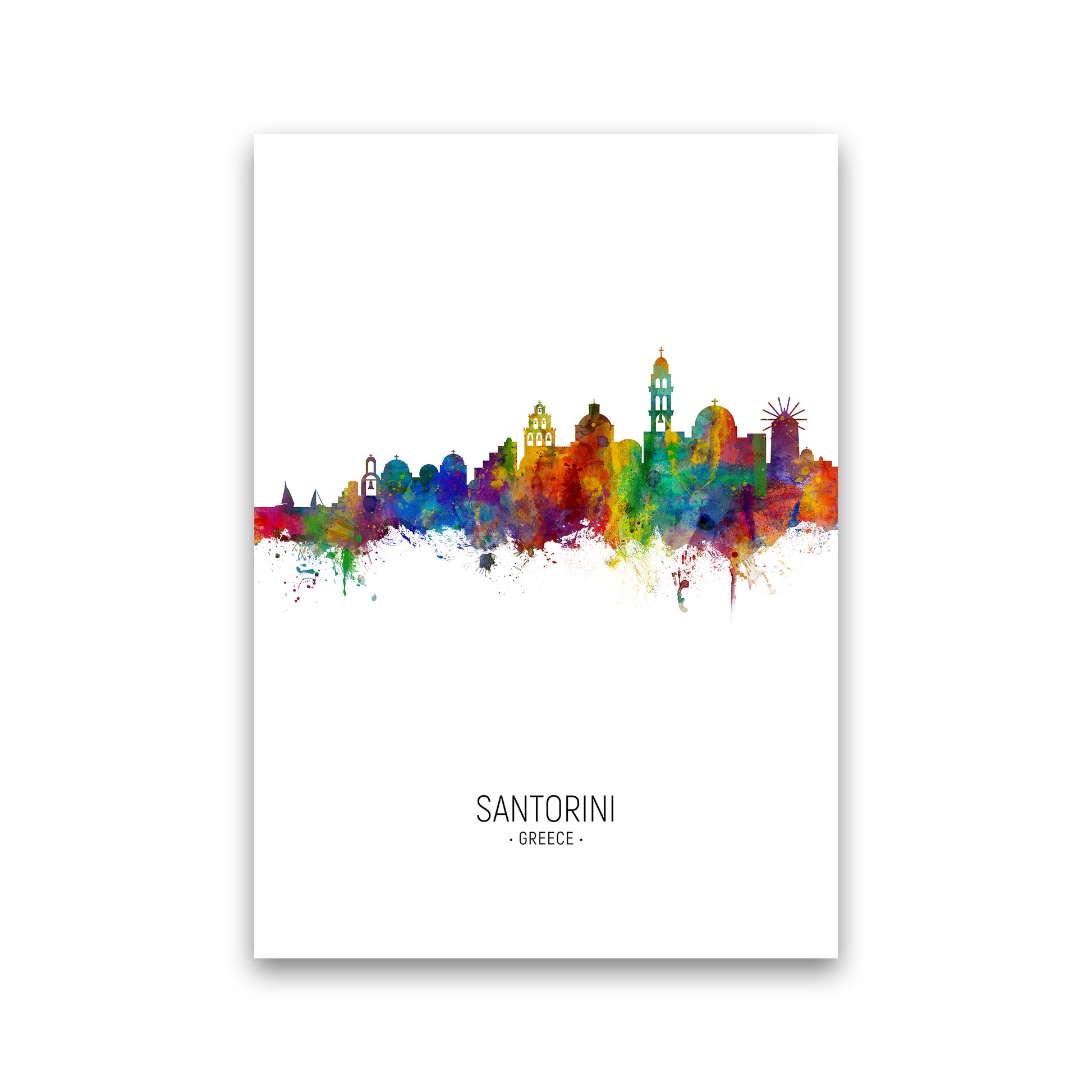 Santorini Greece Skyline Portrait Art Print by Michael Tompsett Print Only