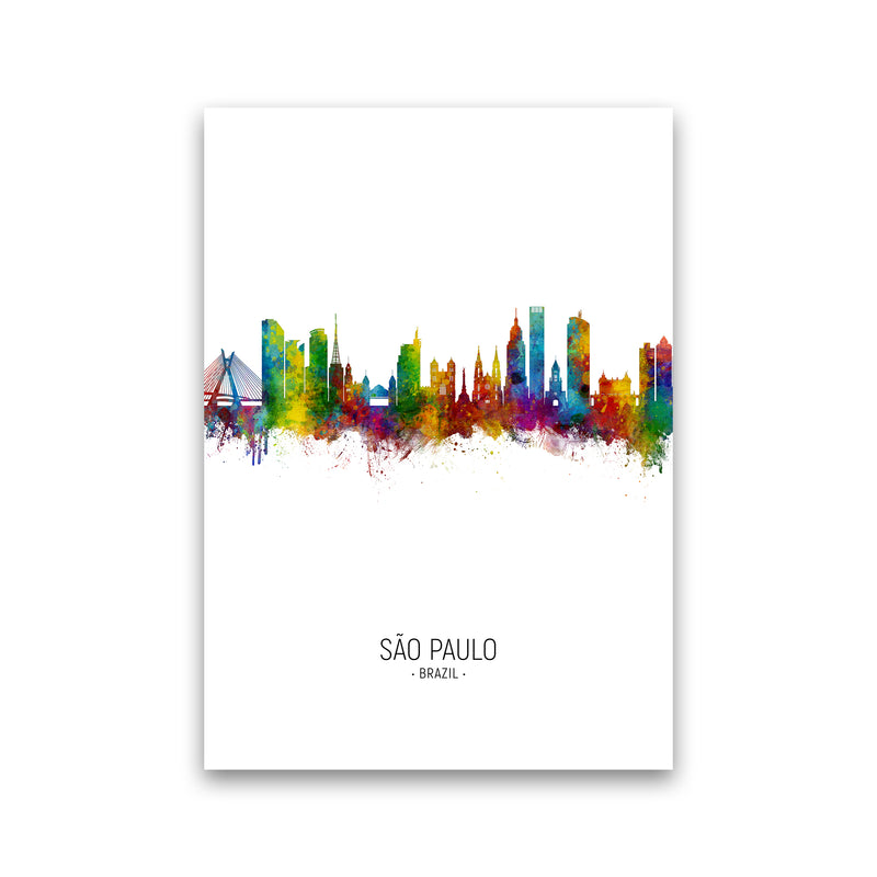 Sao Paulo Brazil Skyline Portrait Art Print by Michael Tompsett Print Only