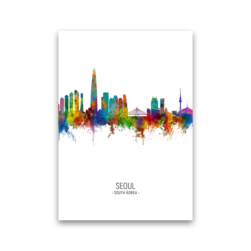 Seoul South Korea Skyline Portrait Art Print by Michael Tompsett Print Only