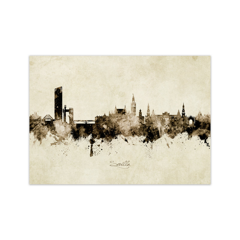 Sevilla Spain Skyline Vintage Art Print by Michael Tompsett Print Only