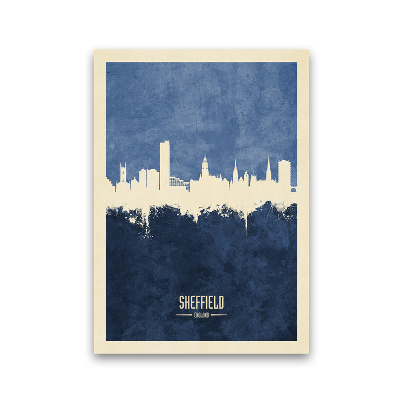 Sheffield England Skyline Portrait Navy Art Print by Michael Tompsett Print Only