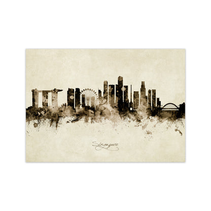 Singapore Singapore Skyline Vintage Art Print by Michael Tompsett Print Only
