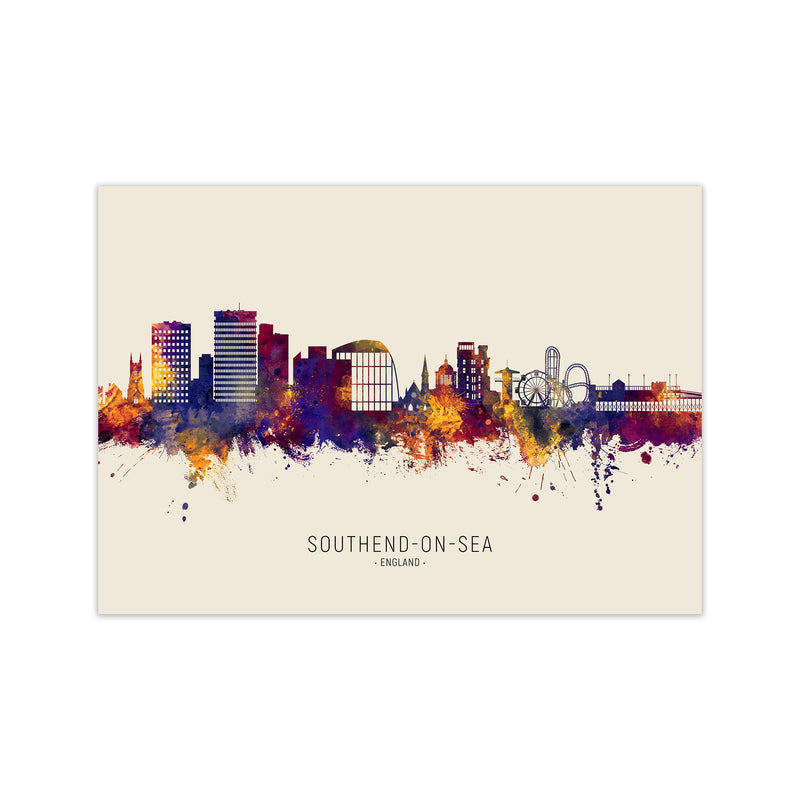 Southend-On-Sea England Skyline Autumn City Name Art Print by Michael Tompsett Print Only