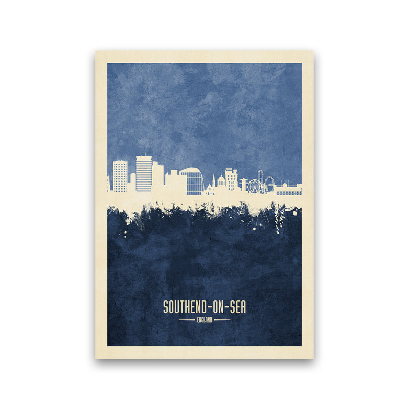 Southend-On-Sea England Skyline Portrait Navy Art Print by Michael Tompsett Print Only