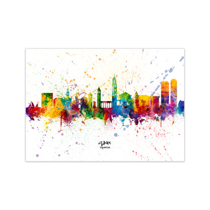 Split Croatia Skyline Splash Art Print by Michael Tompsett Print Only