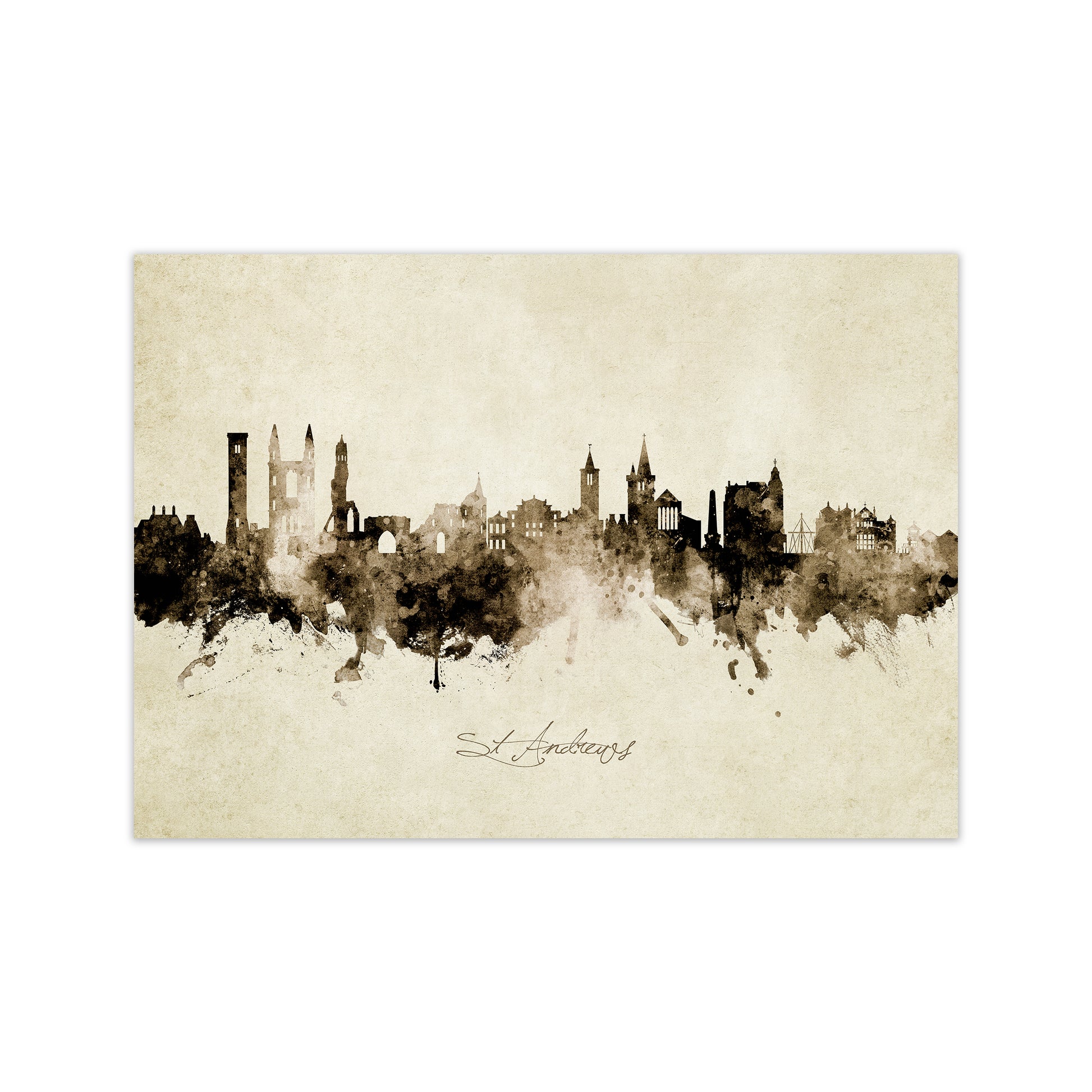 St Andrews Scotland Skyline Vintage Art Print by Michael Tompsett Print Only
