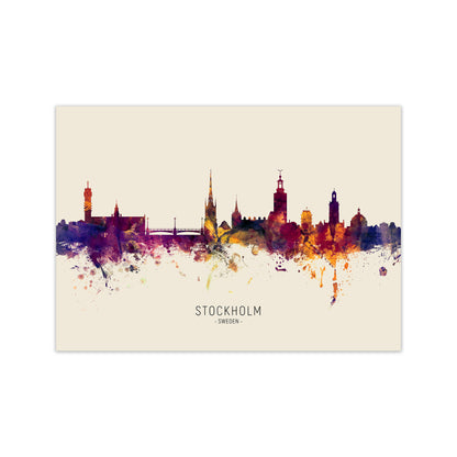 Stockholm Sweden Skyline Autumn City Name Art Print by Michael Tompsett Print Only