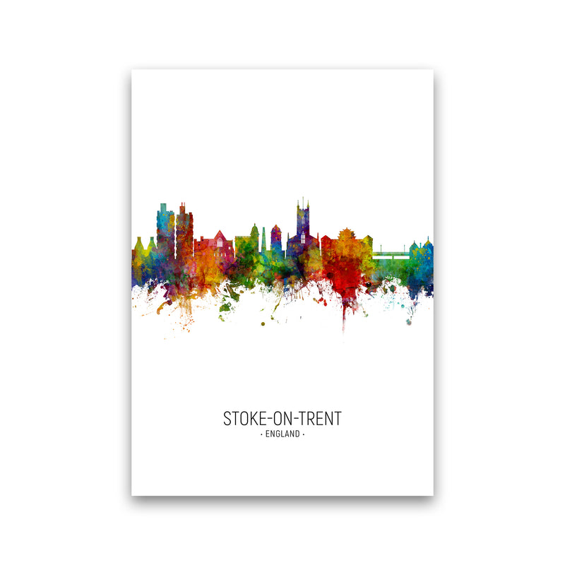 Stoke-On-Trent England Skyline Portrait Art Print by Michael Tompsett Print Only