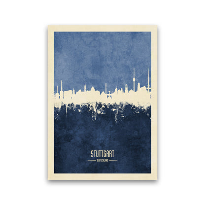 Stuttgart Germany Skyline Portrait Navy Art Print by Michael Tompsett Print Only