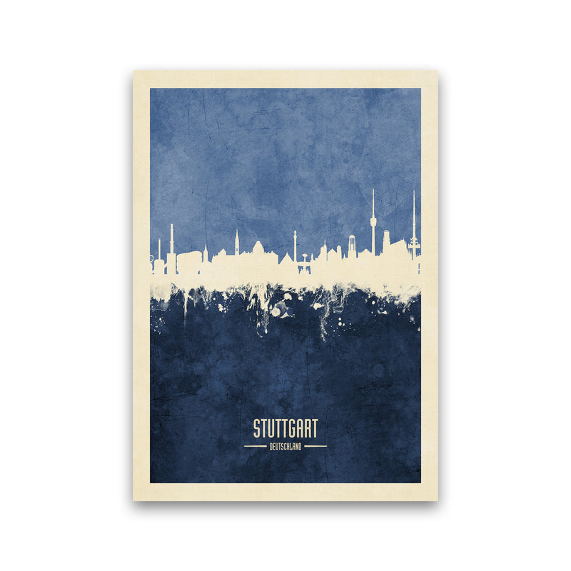 Stuttgart Germany Skyline Portrait Navy Art Print by Michael Tompsett Print Only