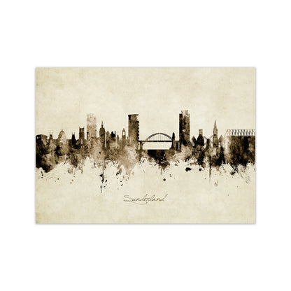 Sunderland England Skyline Vintage Art Print by Michael Tompsett Print Only
