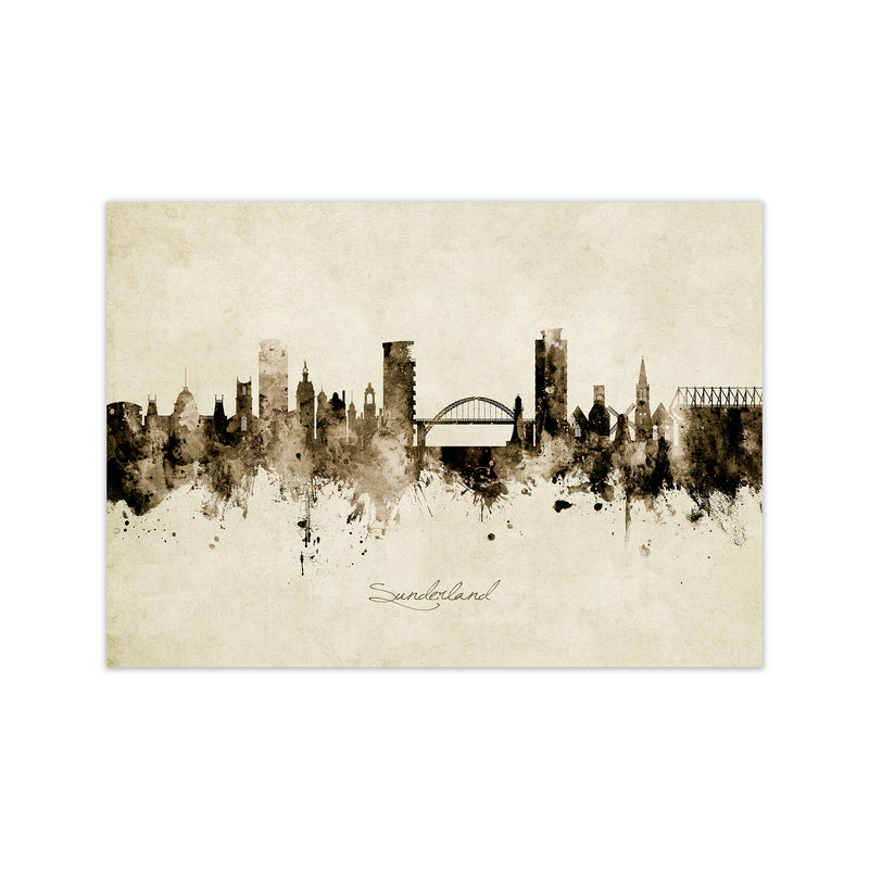 Sunderland England Skyline Vintage Art Print by Michael Tompsett Print Only