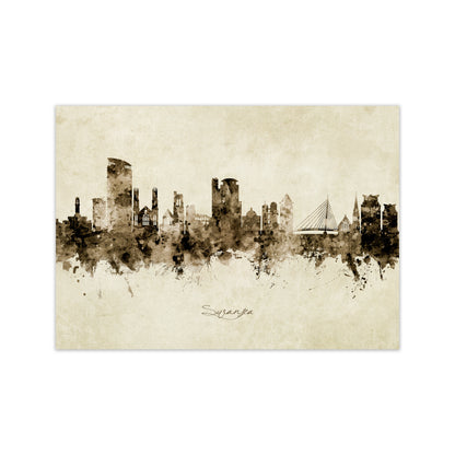 Swansea Wales Skyline Vintage Art Print by Michael Tompsett Print Only