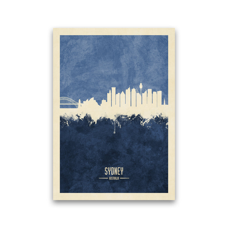 Sydney Australia Skyline Portrait Navy Art Print by Michael Tompsett Print Only