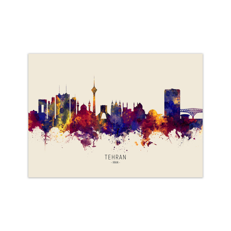 Tehran Iran Skyline Autumn City Name Art Print by Michael Tompsett Print Only