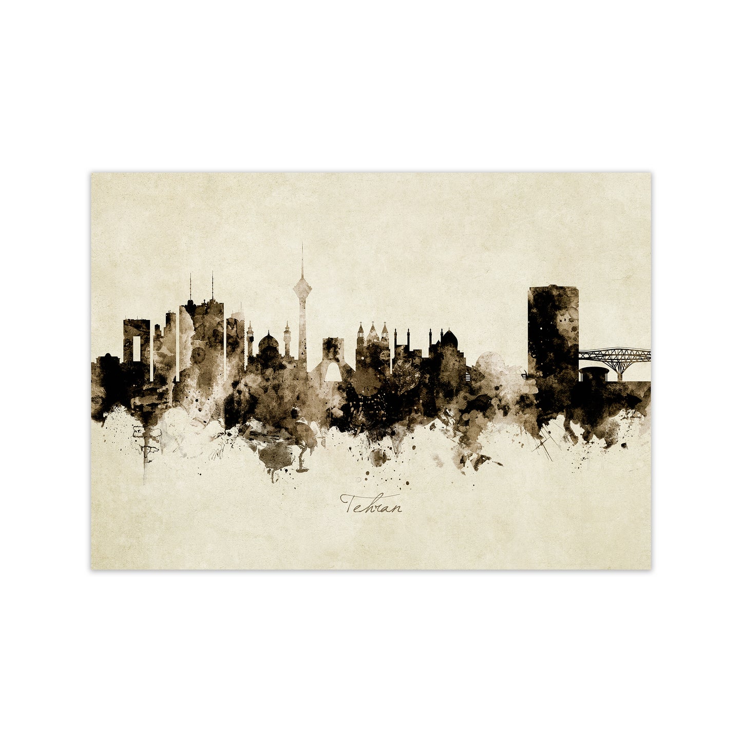 Tehran Iran Skyline Vintage Art Print by Michael Tompsett Print Only