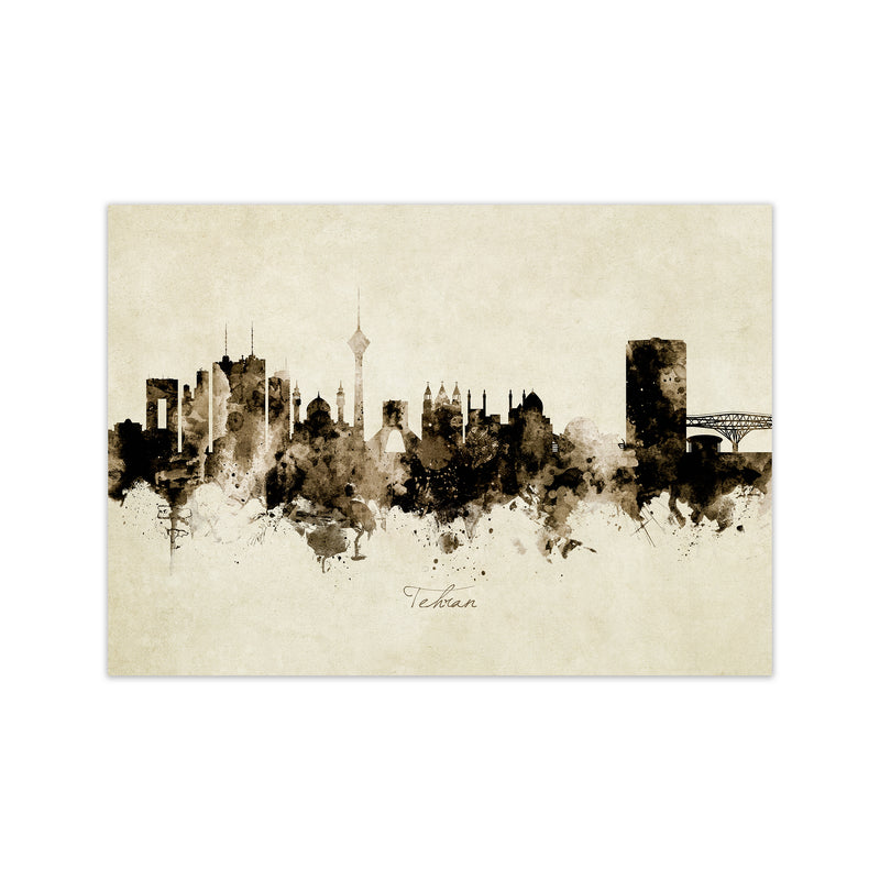 Tehran Iran Skyline Vintage Art Print by Michael Tompsett Print Only