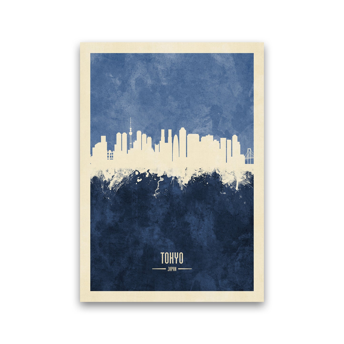 Tokyo Japan Skyline Portrait Navy Art Print by Michael Tompsett Print Only