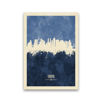 Tokyo Japan Skyline Portrait Navy Art Print by Michael Tompsett Print Only