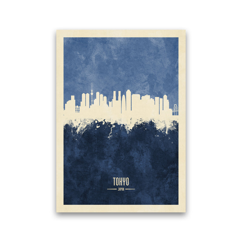 Tokyo Japan Skyline Portrait Navy Art Print by Michael Tompsett Print Only