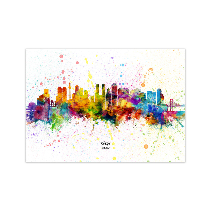 Tokyo Japan Skyline Splash Art Print by Michael Tompsett Print Only