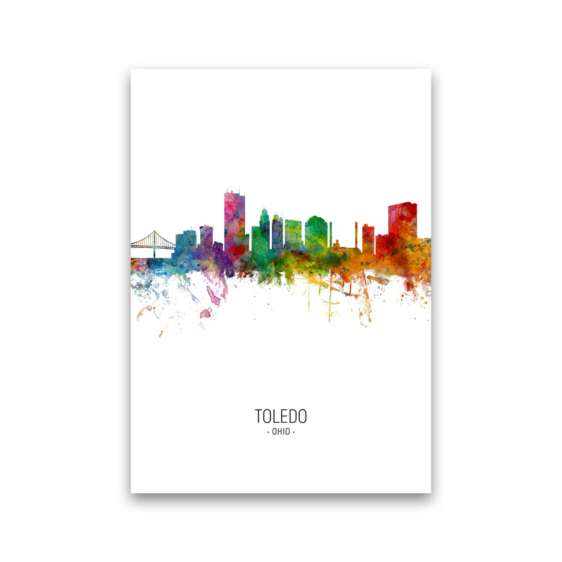 Toledo Ohio Skyline Portrait Art Print by Michael Tompsett Print Only