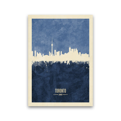 Toronto Canada Skyline Portrait Navy Art Print by Michael Tompsett Print Only