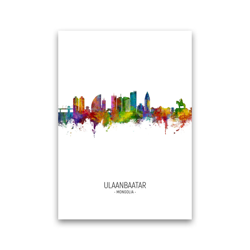 Ulaanbaatar Mongolia Skyline Portrait Art Print by Michael Tompsett Print Only