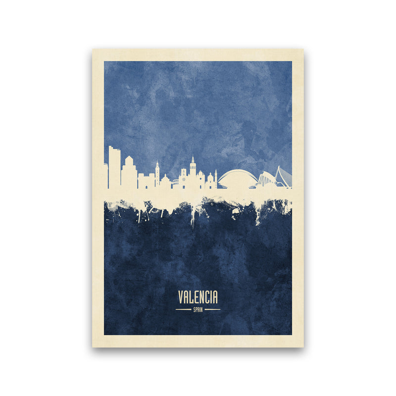 Valencia Spain Skyline Portrait Navy Art Print by Michael Tompsett Print Only