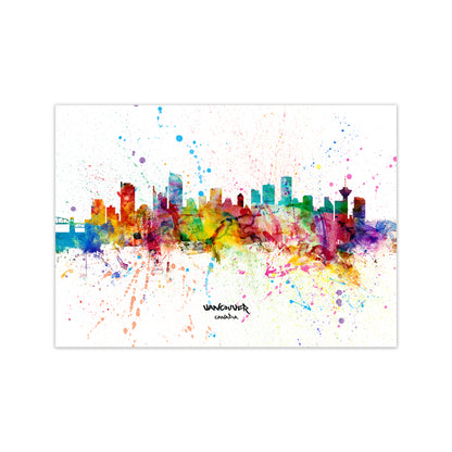 Vancouver Canada Skyline Splash Art Print by Michael Tompsett Print Only