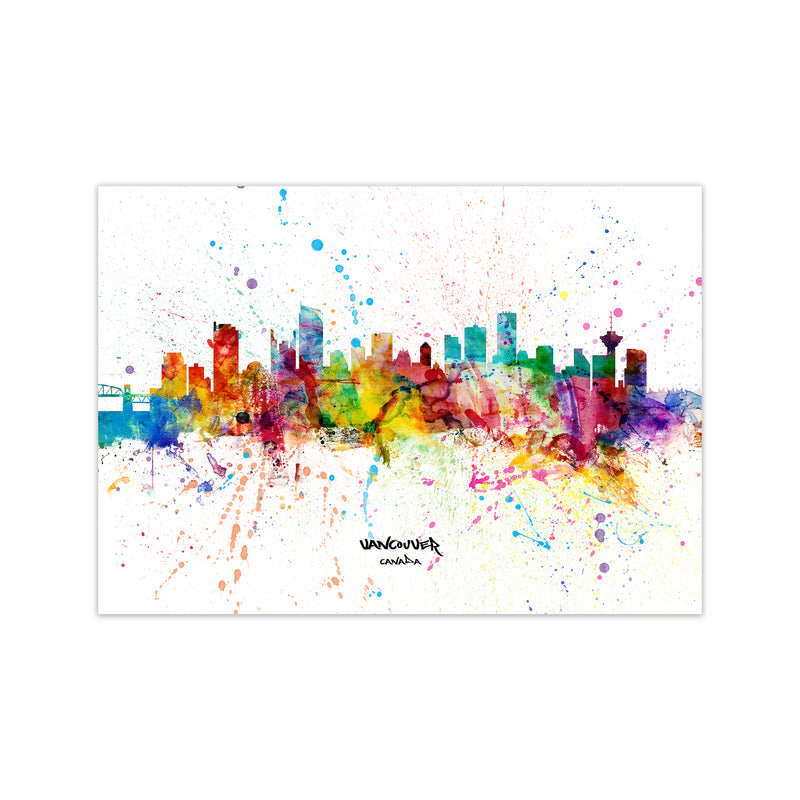 Vancouver Canada Skyline Splash Art Print by Michael Tompsett Print Only