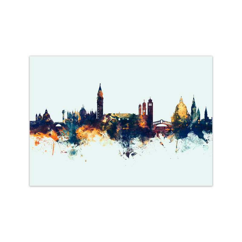 Venice Italy Skyline Blue Orange Art Print by Michael Tompsett Print Only